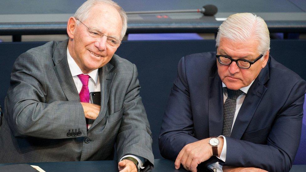 Image shows Wolfgang Schäuble and German President Frank-Walter Steinmeier