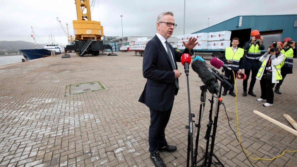 Michael Gove meeting business leaders in Warrenpoint