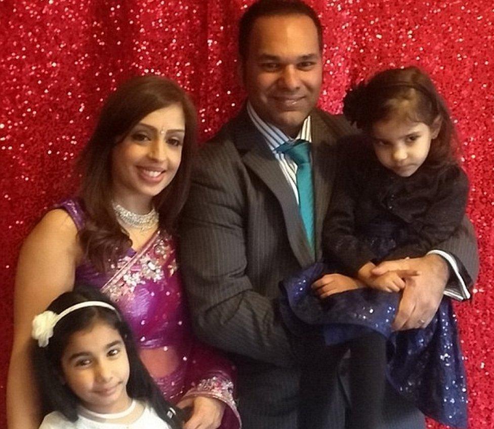 Reeta and Bhooshan Saidha with her two daughters