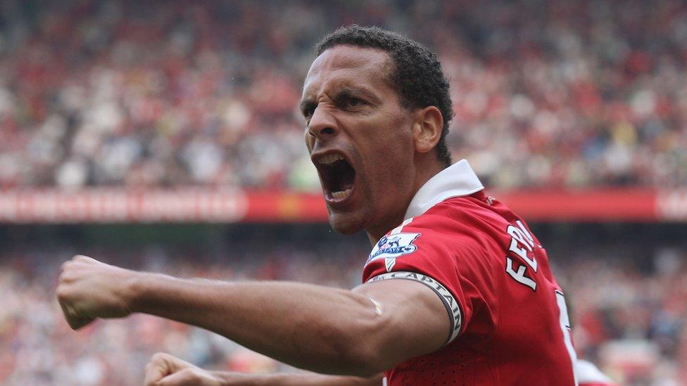 Rio Ferdinand playing for Man Utd