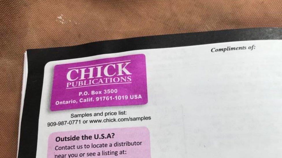 The back of one of the booklets which reads Chick Publications