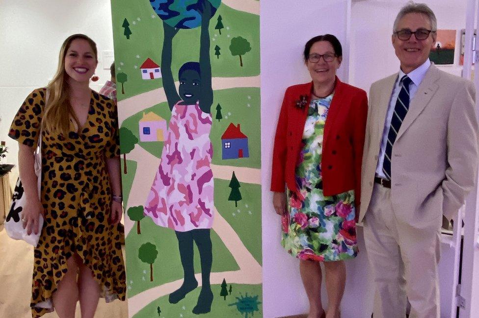 Hazel with her parents Christine and John