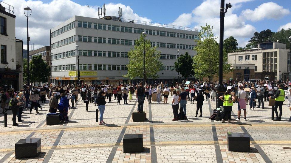 Protest in Merthyr Tydfil