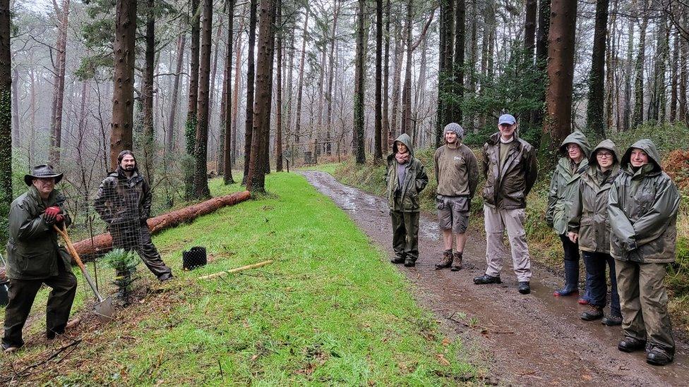 The RHS Rosemoor team after planting the saplings