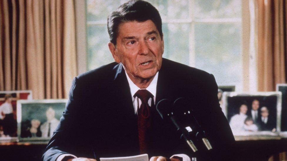 American president Ronald Reagan in 1985