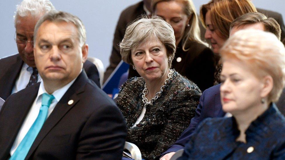 Uk Prime Minister Theresa May at EU summit in Gothenburg