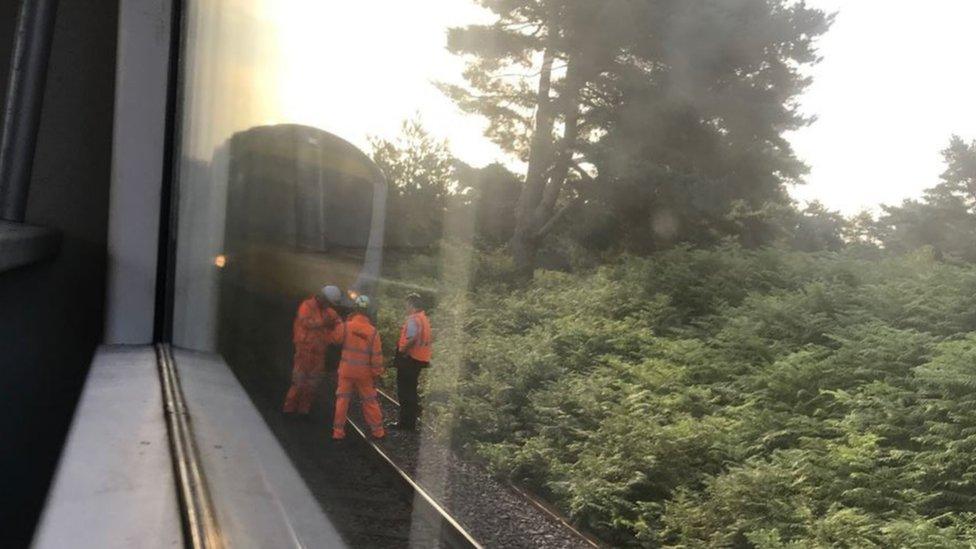 Damaged train on track