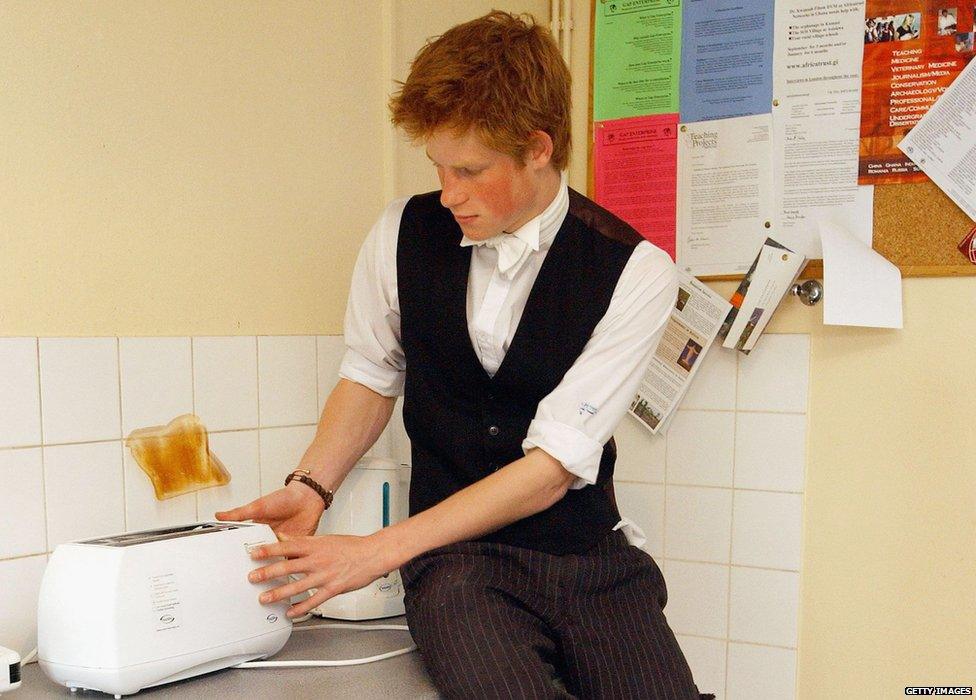 Prince harry with a toaster