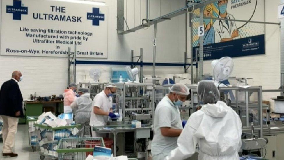 Workers making facemasks