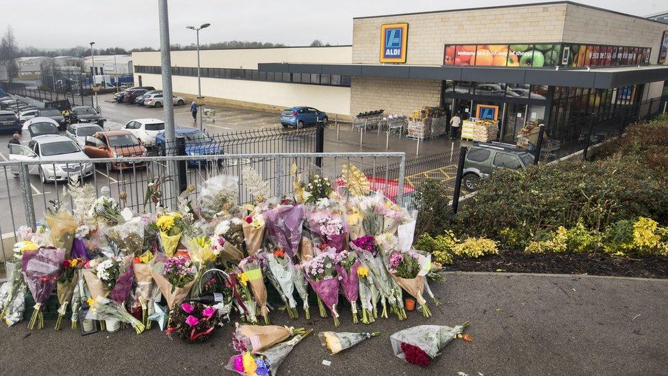 Flowers outside Jodie Willsher's place of work