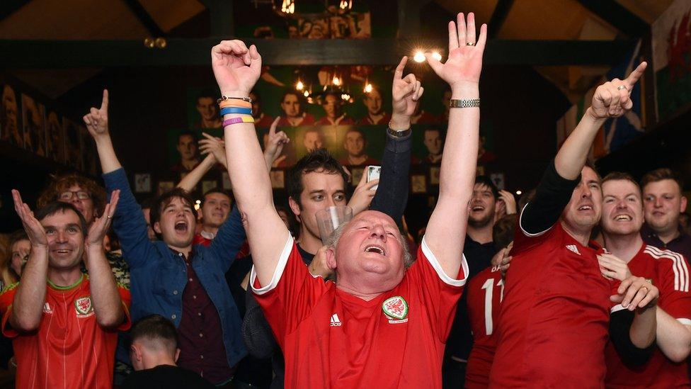 Wales fans in Cardiff