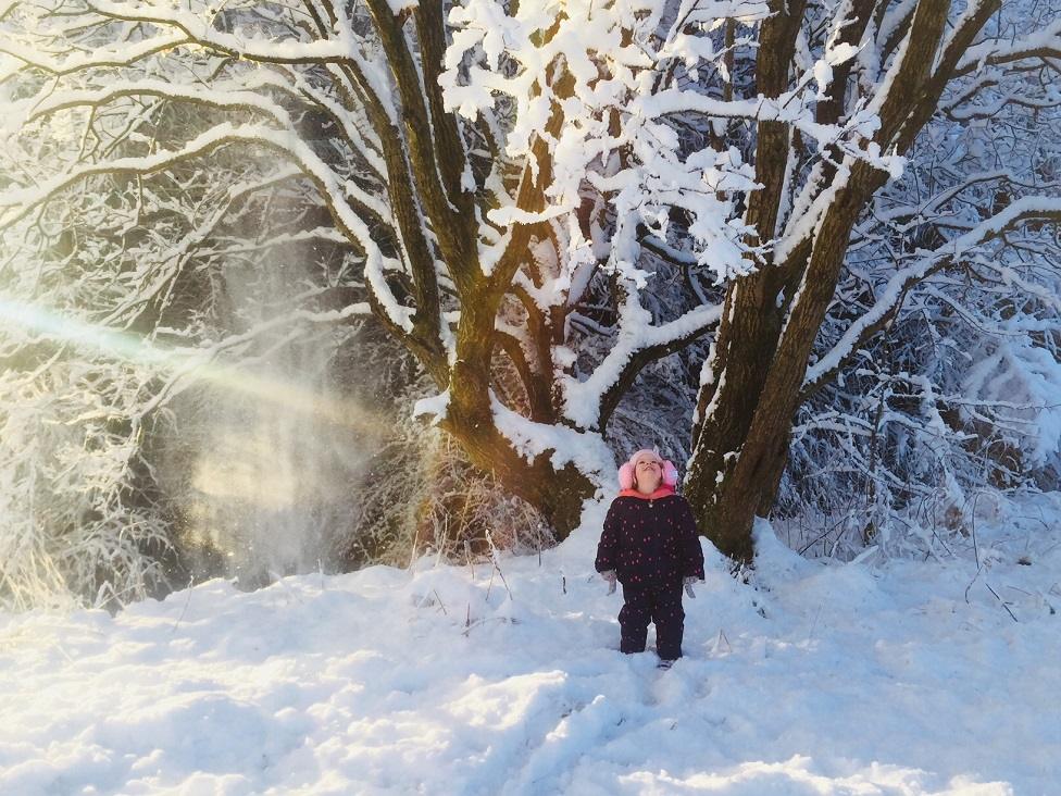 Child in the snow in Shotts