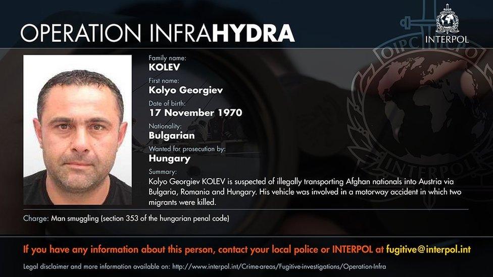 Handout picture from Interpol of wanted Bulgarian suspected people smuggler Kolyo Georgiev