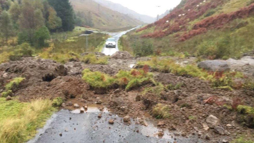 Landslip on B845 Ardchattan to Barcaldine road