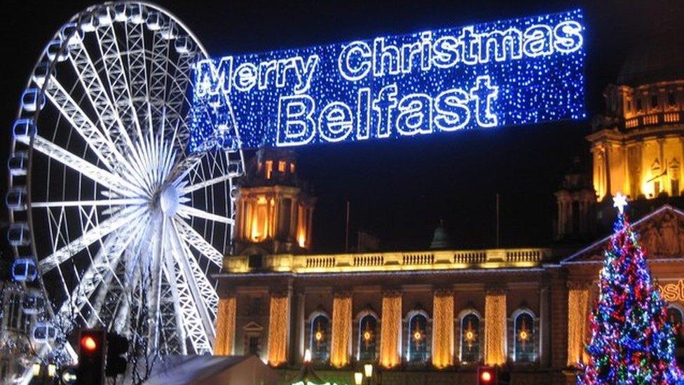 The scene around City Hall at Christmas