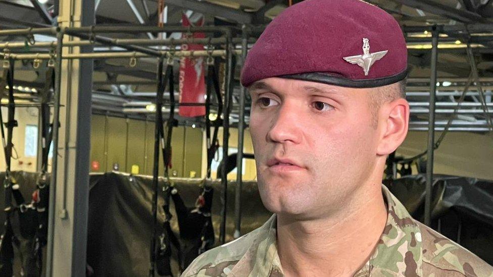 Private Shayne Wilkinson, 3rd Battalion The Parachute Regiment - paratrooper involved in security and crowd management at evacuation handling centre.