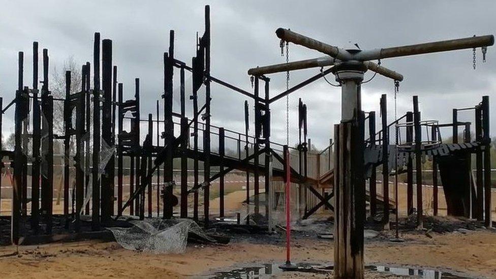 Burnt play equipment