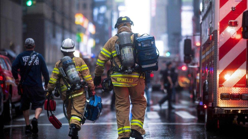 Firefighters on the scene in Manhattan