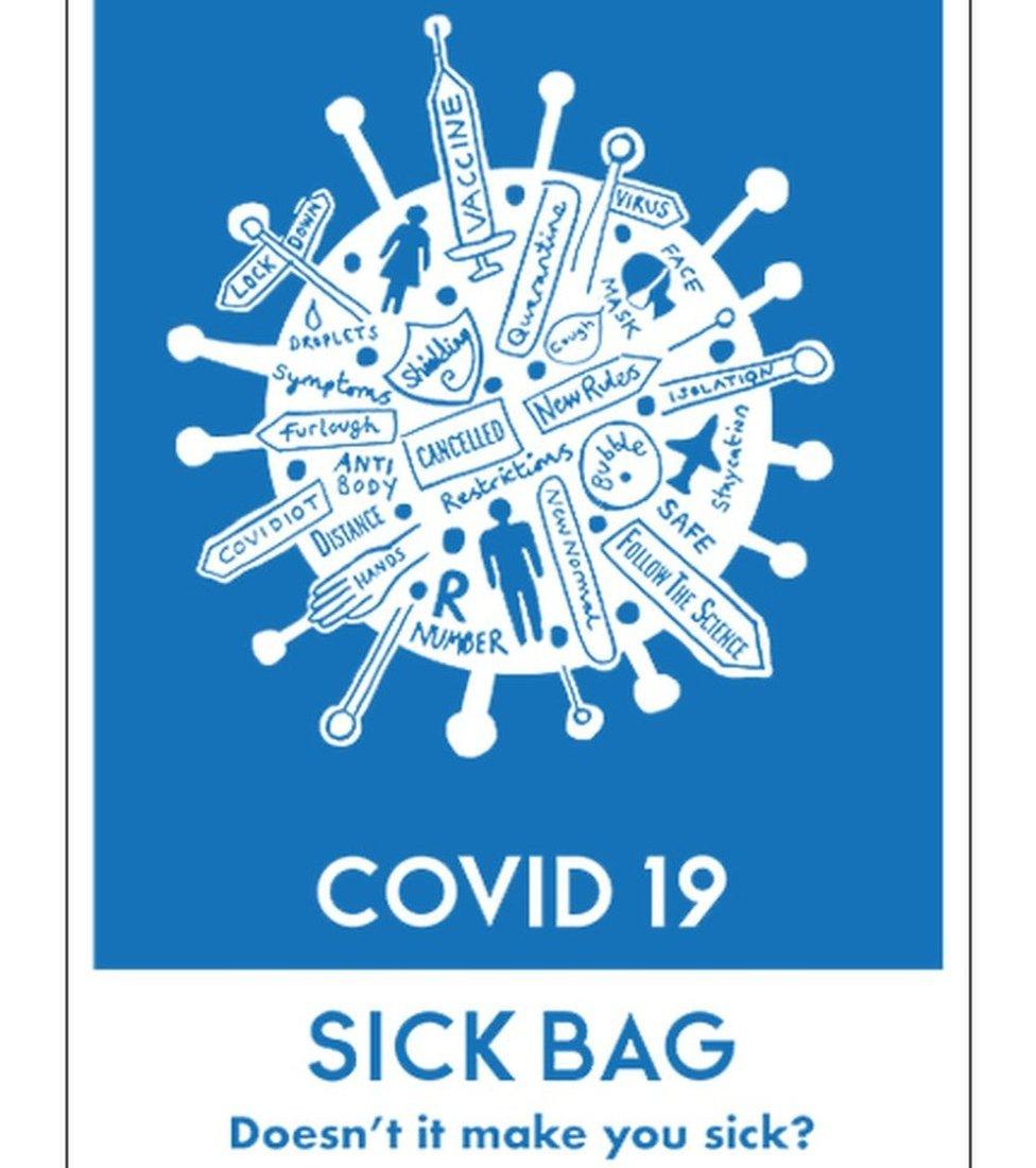 Covid-themed sick bag