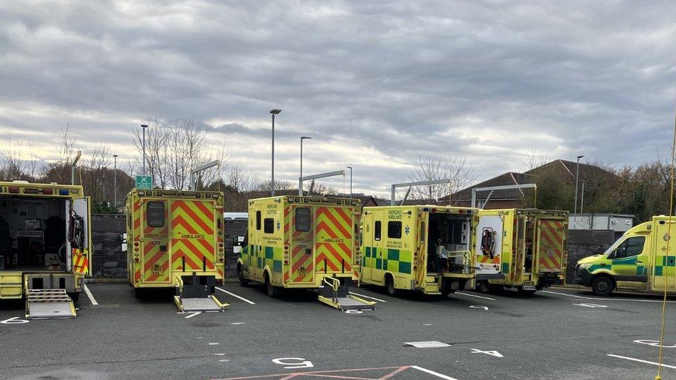 Ambulances outside Glan Clwyd hospital