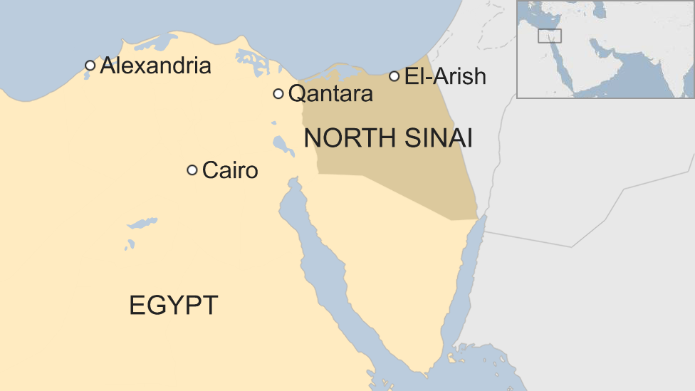 Map of Egypt showing location el-Arish