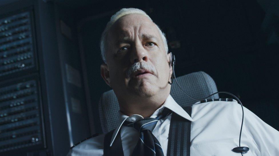 Tom Hanks playing Captain Sullenberger in "Sully".