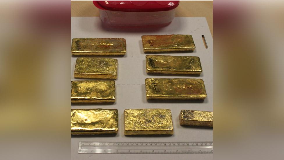 Gold bars seized by customs