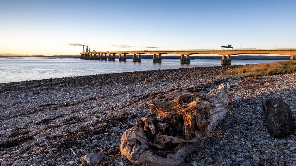 Prince of Wales Bridge crossing the Severn Estuary in Monmouthshire