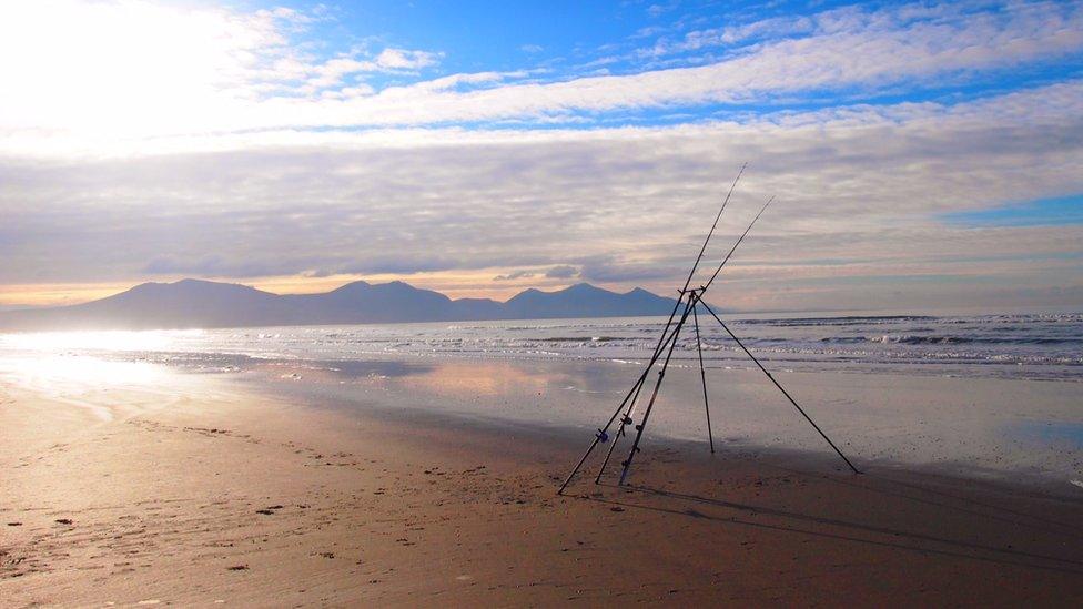 Sea fishing at Dinas Dinlle beach, Gwynedd, as captured by Mel Garside