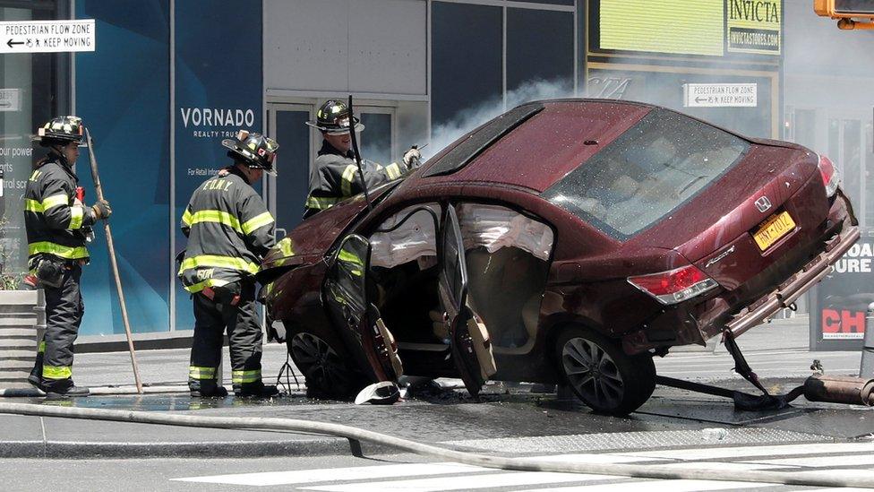 A vehicle that struck pedestrians in Times Square