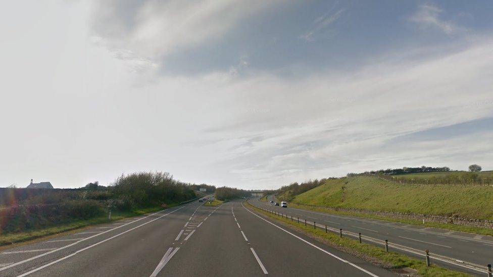 The A55 westbound, near junction 6 for Llangefni