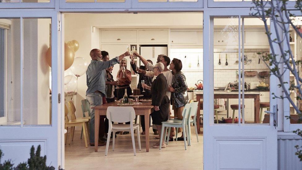 People toasting during a party - stock photo