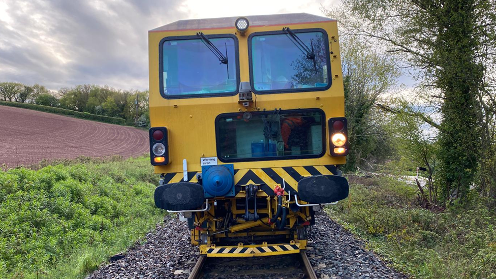 Train on railway line