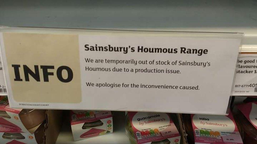 hummus sainsbury's sign