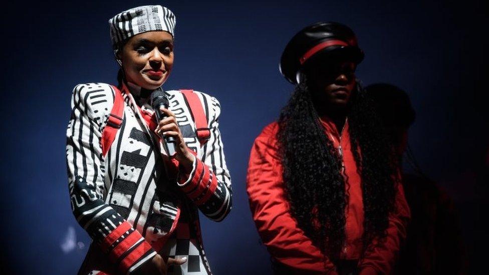 Janelle Monae on stage at Glastonbury 2019