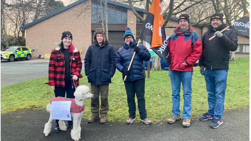 The picket line in Colwyn Bay