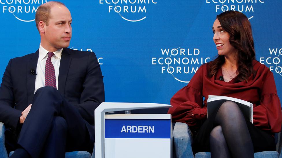 Prince William with Jacinda Ardern at the World Economic Forum, in Switzerland, in January