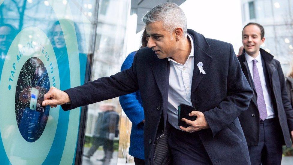 Mayor of London Sadiq Khan at a payment point