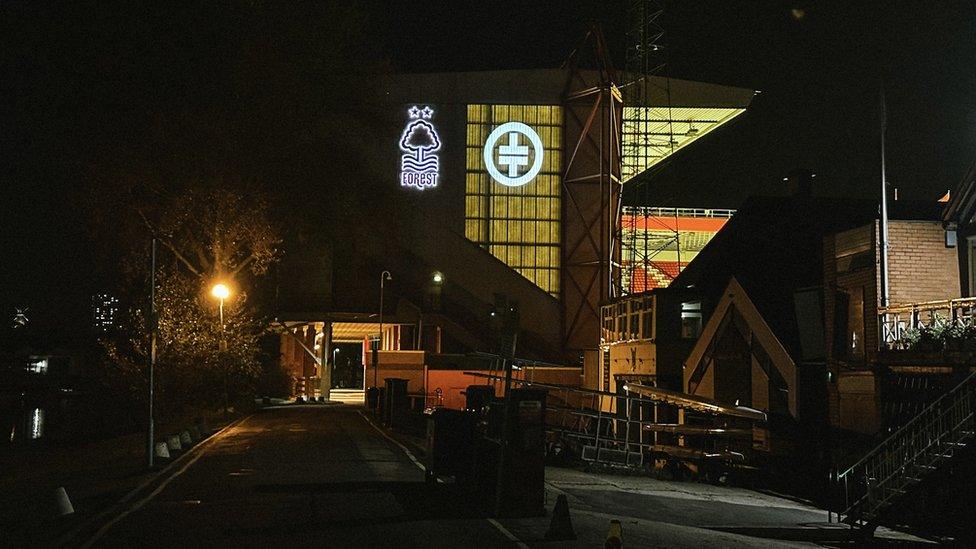 Take That logo on The City Ground stadium