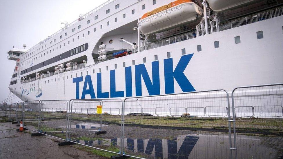 The MS Victoria ferry berthed in the Port of Leith, Edinburgh, which is providing temporary accommodation to Ukrainian refugees invited to Scotland