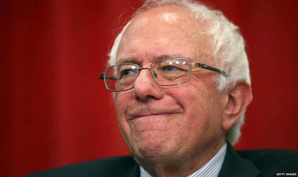 Bernie Sanders at a campaign rally in Oakland, California