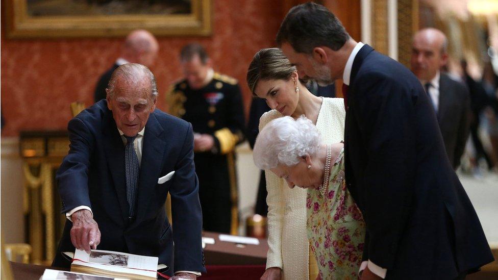 Prince Philip, Queen Letizia, the Queen, and King Felipe VI