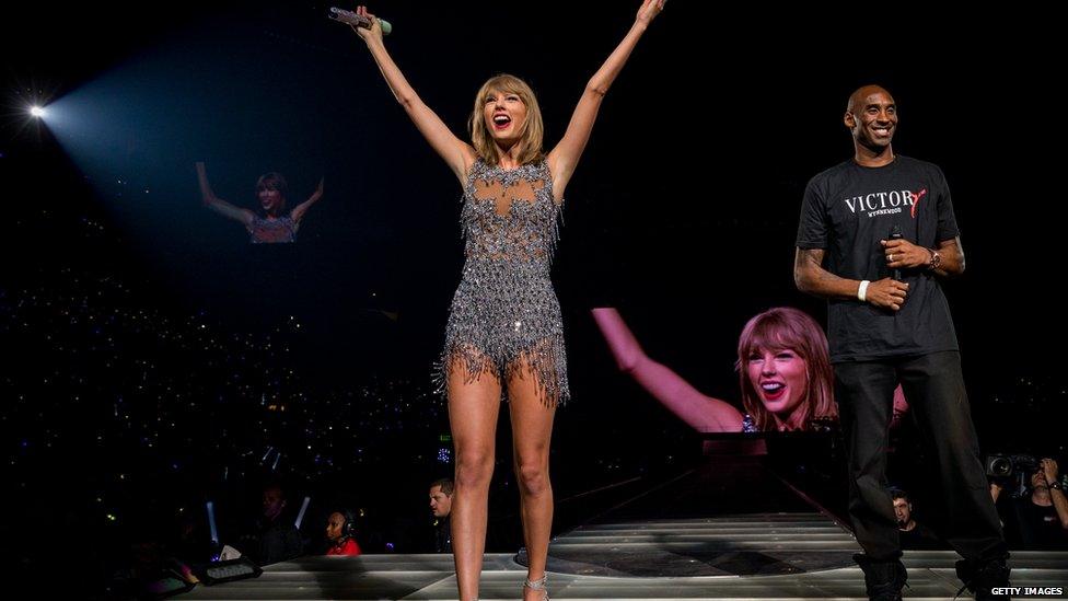 Taylor Swift and Los Angeles Lakers basketball player Kobe Bryant.