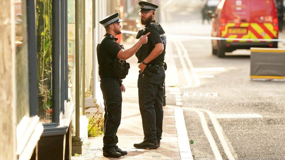 Police at the scene in Brighton