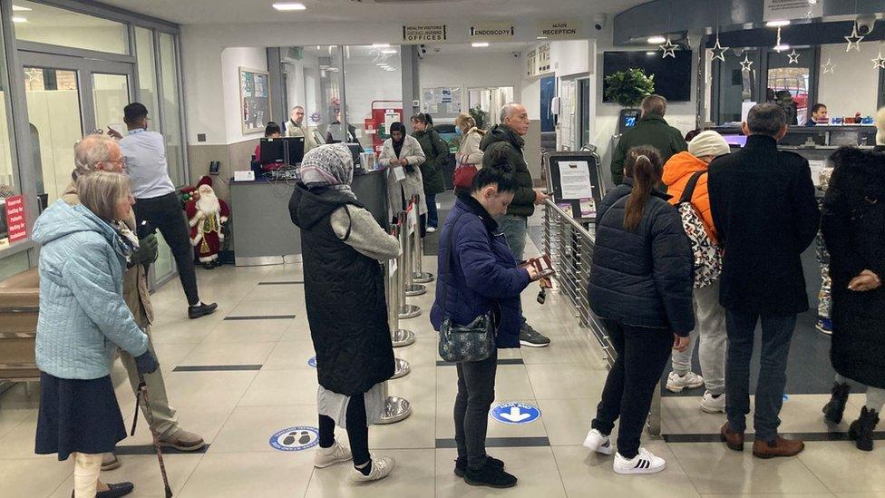 Queues at Thistlemoor Medical Centre, Peterborough