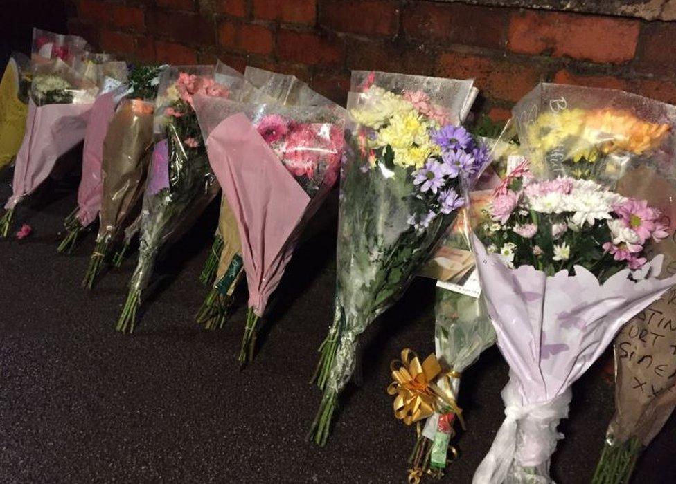 Floral tributes in Dinnington
