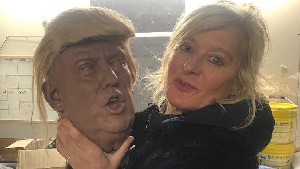 Alison Jackson with Trump wig