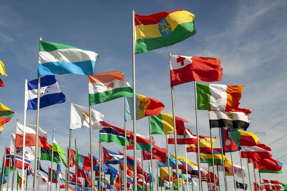 Flags at the UK's largest Islamic convention