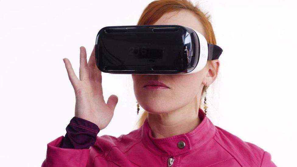 Woman wearing VR headset