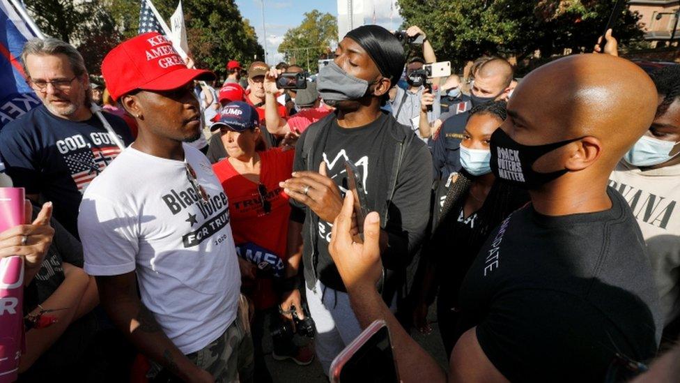 Trump and Biden supporters argue in Raleigh, North Carolina